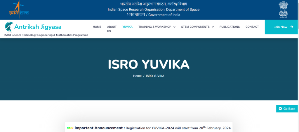 ISRO Yuvika Registration 